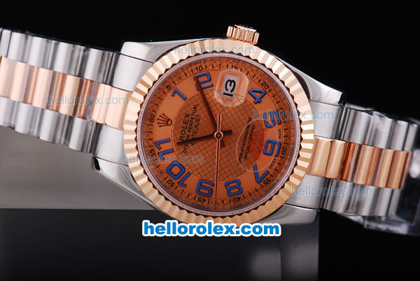 Rolex Datejust Oyster Perpetual Automatic Two Tone with Brown Dial and Rose Gold Bezel - Click Image to Close